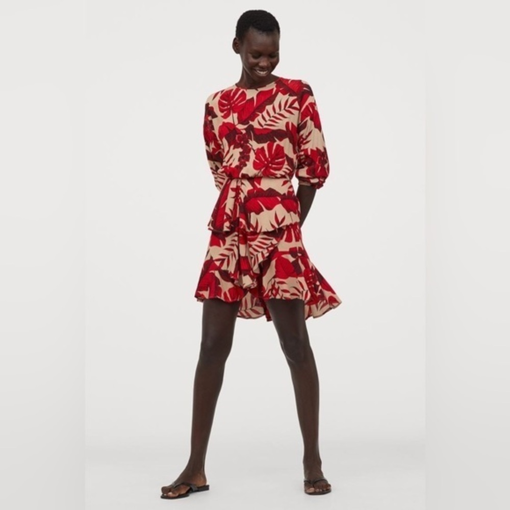 Brand New Joanna Ortiz x H&M Red Floral Print Dress Size XXL
